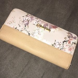 Tan leather with flowers